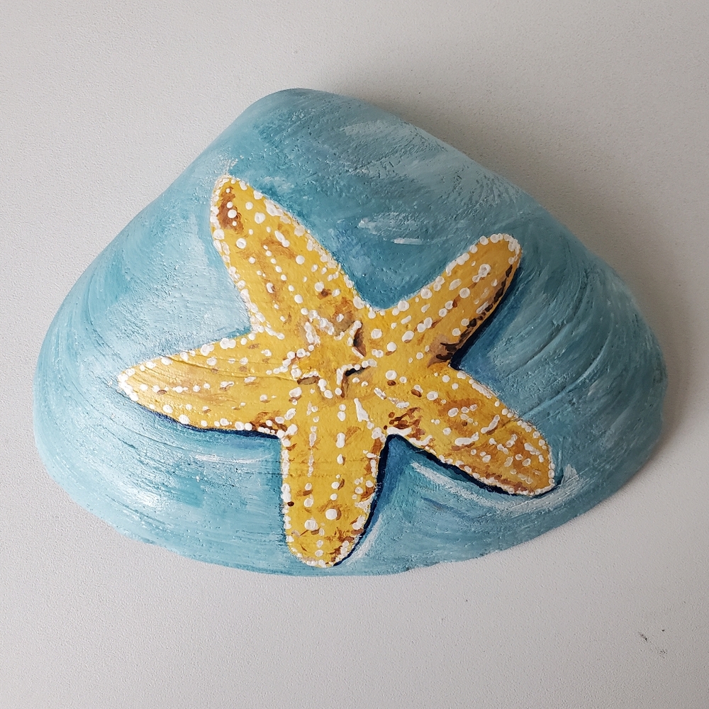 Original Starfish Hand-Painted Coastal Beach 5" Seashell By Art4annz